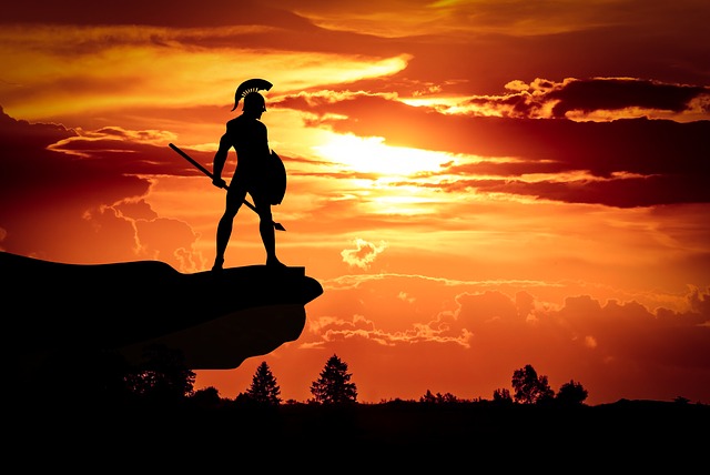 Spartan Warrior on a cliff